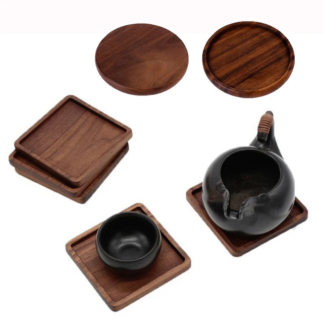 Durable Wood Coasters Wood Square Resistant Drink Mat Round Heat Resistant  Drink Mat Coffee Cup Pad Table Non-slip Coffee Pad