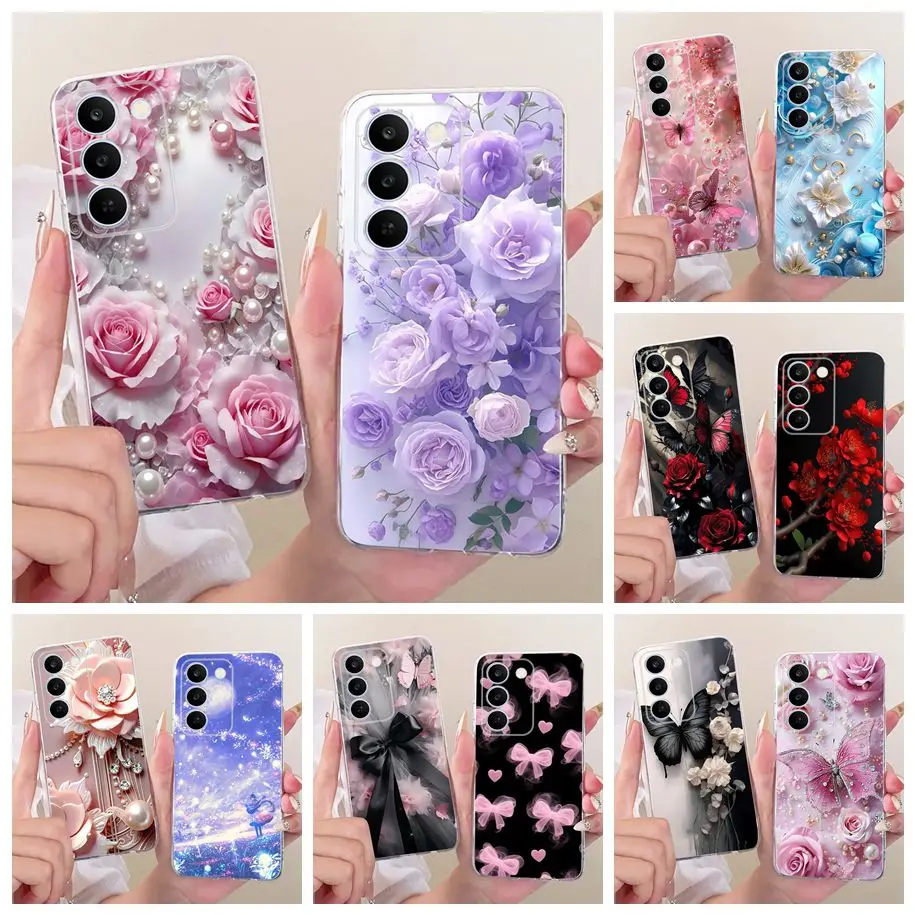 Floral Bow Bumper Soft Silicone Clear Phone Case Cover