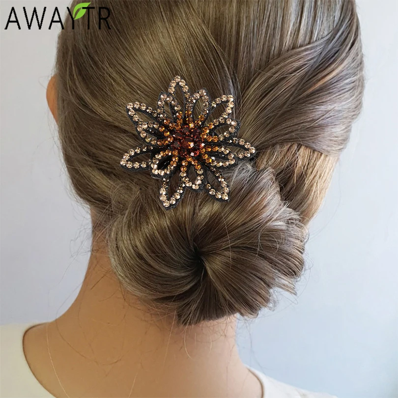 

Модные элегантные винтажные цветочные шпильки для волос Красочные шпильки стразы свадебные шпильки Заколки очаровательные женские Кристальные аксессуары для волос