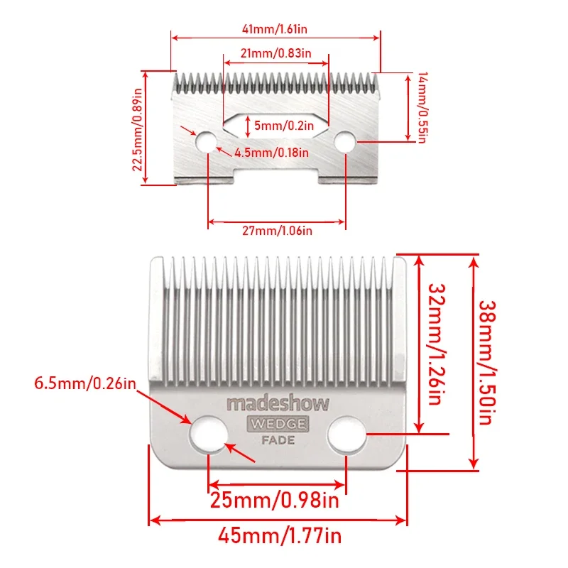Hair Clipper Replacement Blade Madeshow M5(F) M10 R66 Wedge Fade Blades Stainless Steel Hair Clipper Ultra Thin Blade Trimmer Replacement Original Cutter Head