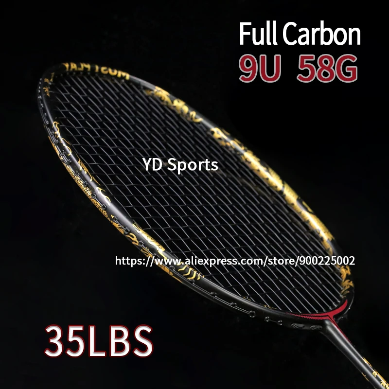 

Professional Ultralight 9U 100% Full Carbon Fiber Badminton Rackets With String Bags Training Racquet G4 13KG Max Tension 35LBS