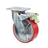 Industrial pu caster wheels 6 inch heavy duty lock swivel iron core polyurethane caster 1