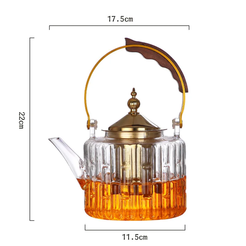 Description Picture 3 of item1000ML Glass Tea Pot with Tea Infuser Teapot Gold Heat Resistant Water Kettle for Coffee Flower Tea Teapots Home Kitchen Teawear