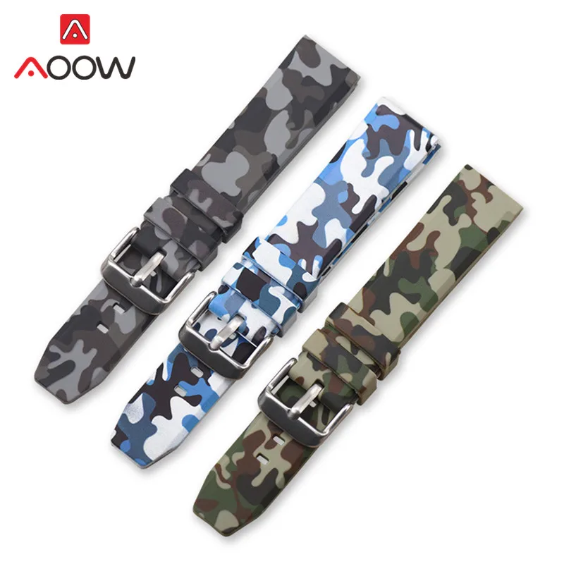 Camo Silicone Sport Strap - Quick Release Waterproof Band - 20/22/24mm