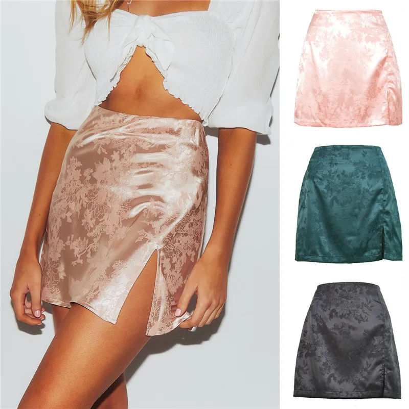 

Women Sexy Split Office Ladies High Waist Elegant Slim Mini Skirt Student Trendy Simple Skirt