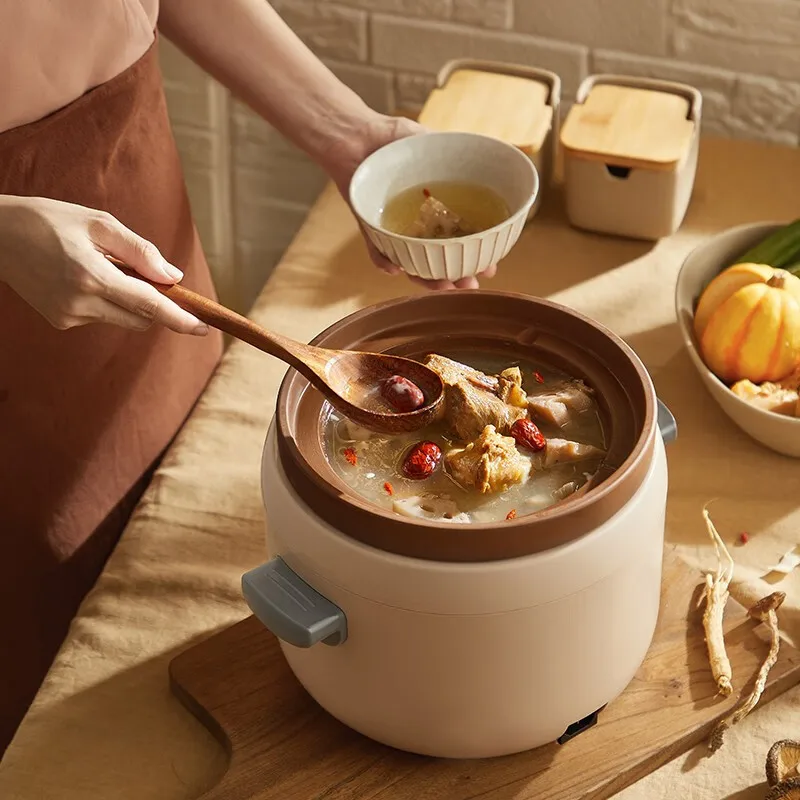 Bear 220V Slow Cooker 3L Purple Ceramic Electric Casserole Household Soup Stew Pot Health Pot Baby Supplement Pot 6