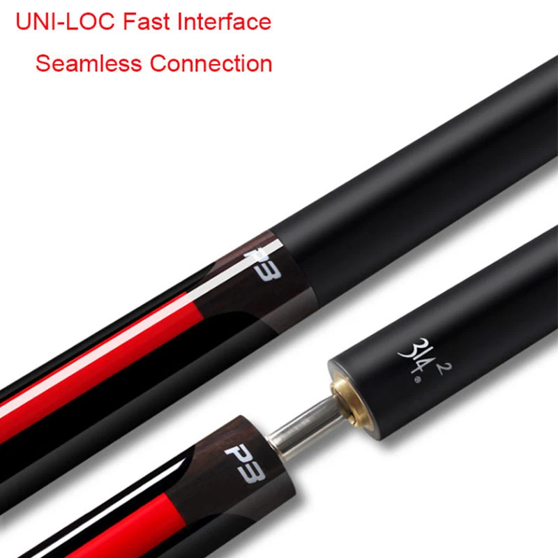 P3 Pool Cue Stick Black Billiard Shaft 10mm/11.5mm/13mm Tip Size Uni-Loc Joint Smooth Handle With Pool Cue Case Set