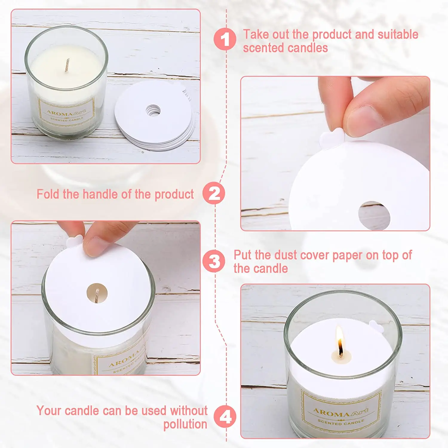 100pcs Candle Dust Protectors Paper Candle Lids Drip Protectors Vigil for Craft Making Dust Protection