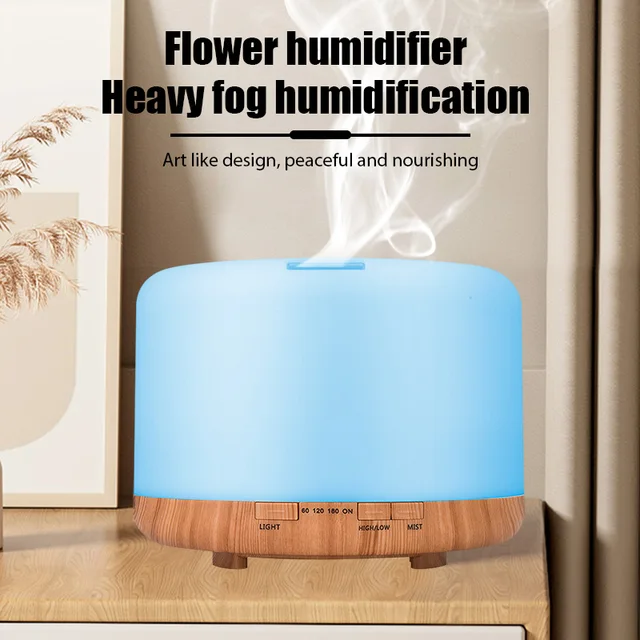 500ML Aroma Diffuser Wood Grain Humidifier Essential Oil Fragrance difusor Air humidificador with Remote Control for Home Office 1