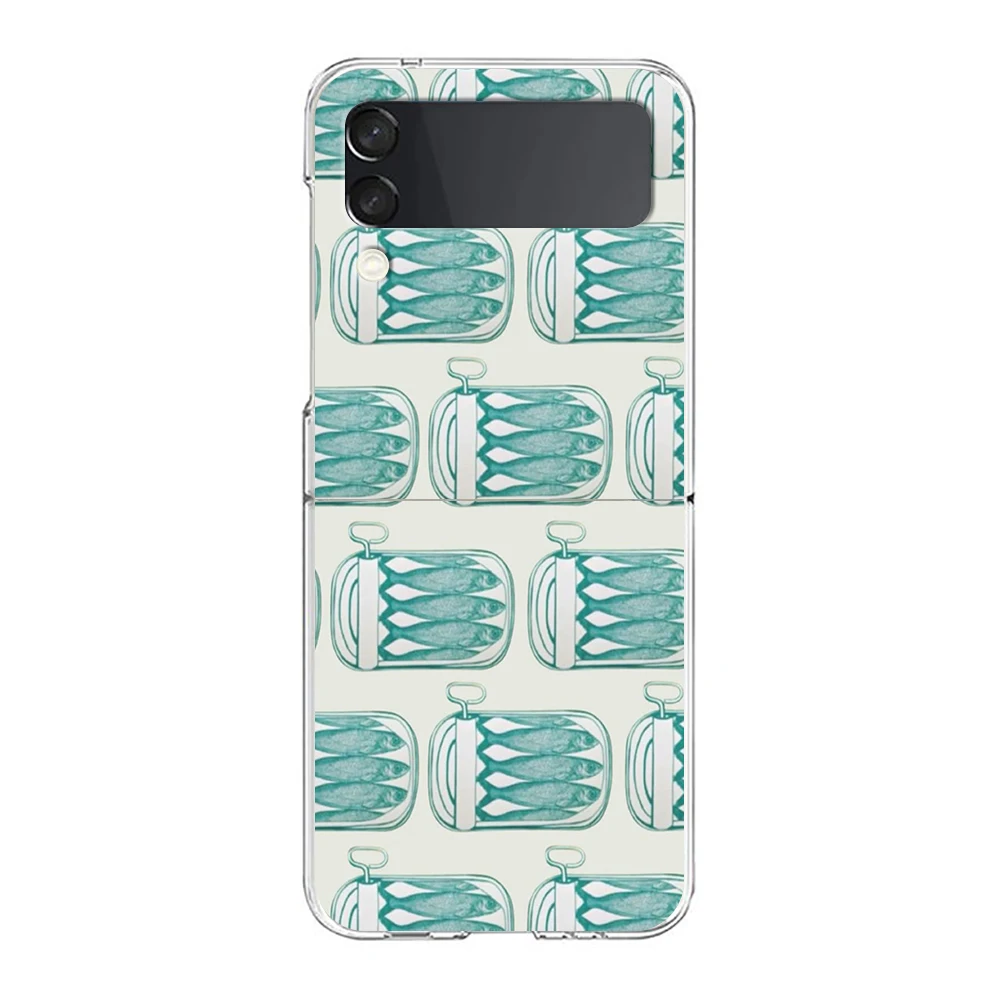 Crystal Clear Folding Phone Case - Hard Transparent Cover with Sardine Aquatic Design