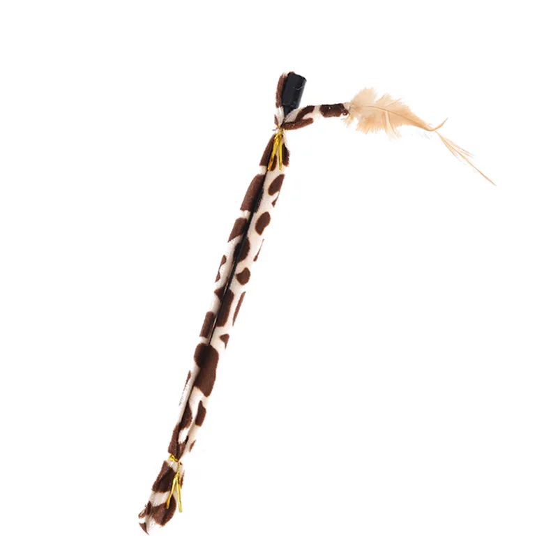 Leopard Print Cat Teaser Wand with Tweezer Design and Simulated Feathers