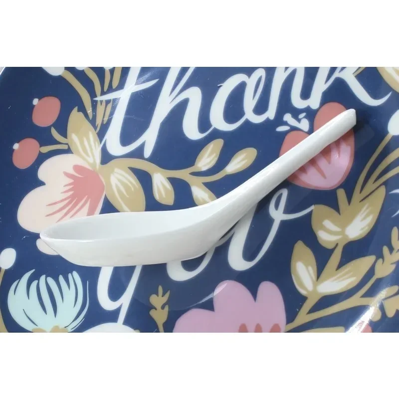 6pcs Set, Plain White Bone China Chinese Rice Scoop Spoon, Ceramic Kis Soup Korean Ice Cream Ladle, Porcelain Dinner Baby