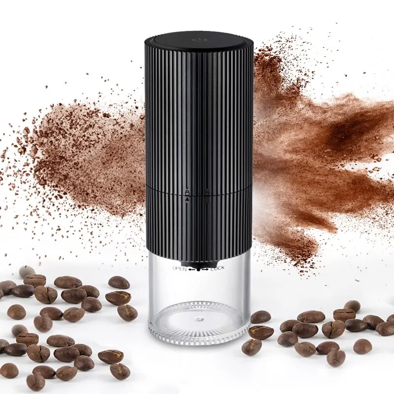 Electric Coffee Grinder LED Display Baking Paint Pulverizer Black Pepper Grinder Rechargeable Portable Automatic Machine