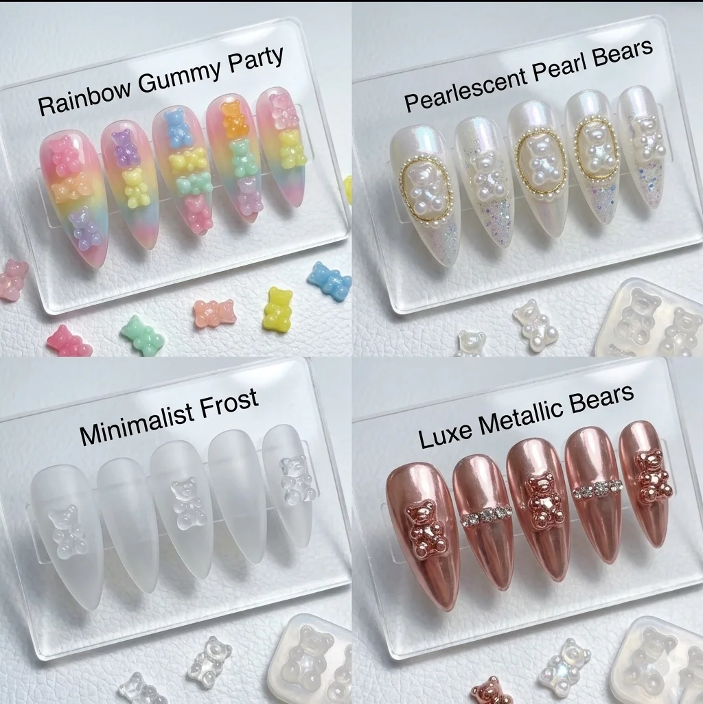 3D 테디베어 실리콘 네일 아트 몰드 ? DIY 네일 참 및 매니큐어 장식 UV 레진, 공예 프로젝트용 유연한 레진 주조 몰드