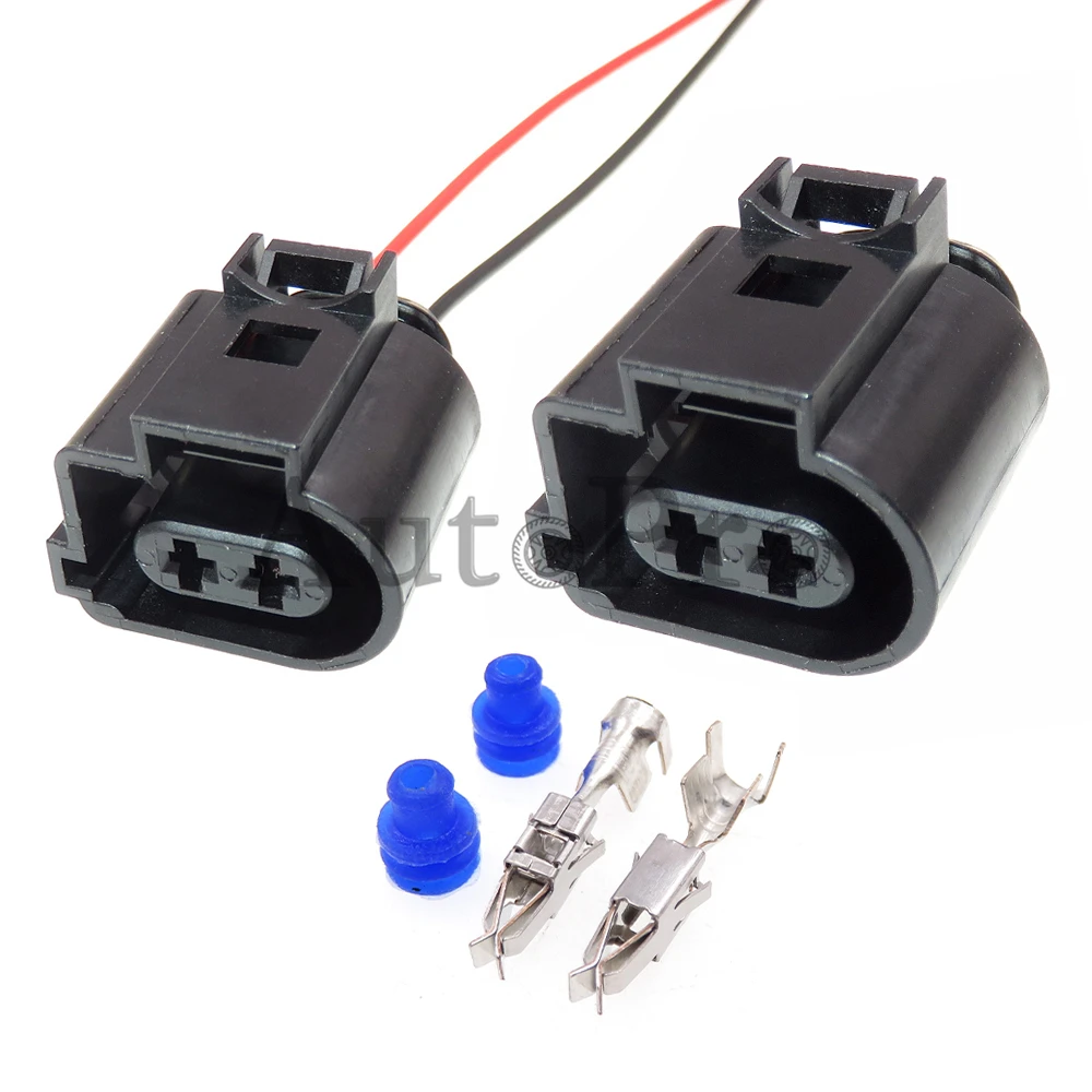 1 Set 2 Hole AC Assembly Auto Wire Harness Connector with Cables 2-1355339-2 2-1355200-2 Car Waterproof Socket Automobile Parts