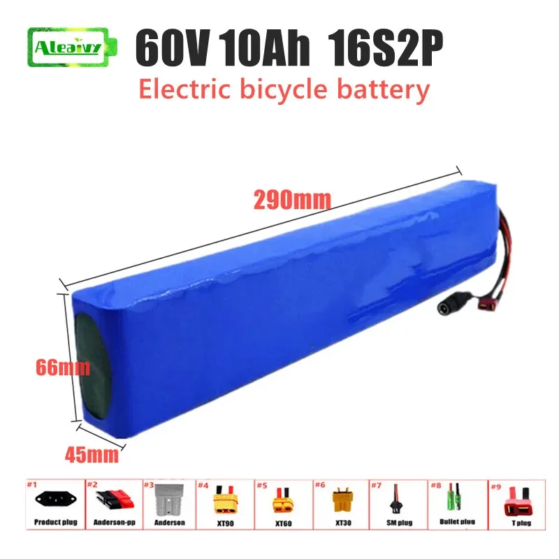 

Aleaivy E-Bike Battery 60V10Ah 1000W 18650 Lithium ion Battery Pack 67.2V 16S2P 10000mAh Electric Wheelchair Motorcycle scooter