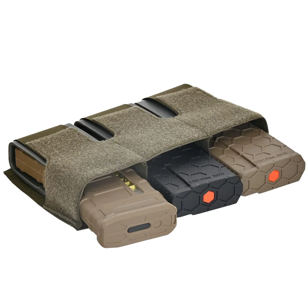 Magazine Pouch KTS Triple 556 Magazine Pouch Built-In Clips Fast Retrieving M14 M16 AR15 MAG Front Flap Rifle FCSK Plate Carrier Hunting Vest