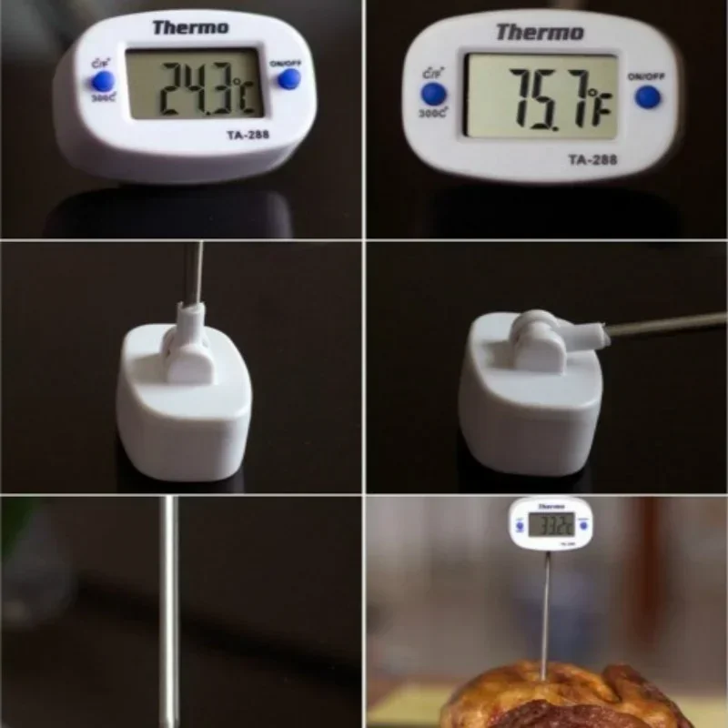 1 Pcs Portable Home Kitchen Electronic Thermometer Stainless Steel Insert Food Liquid Water Oil Food Thermometer Kitchen Tool