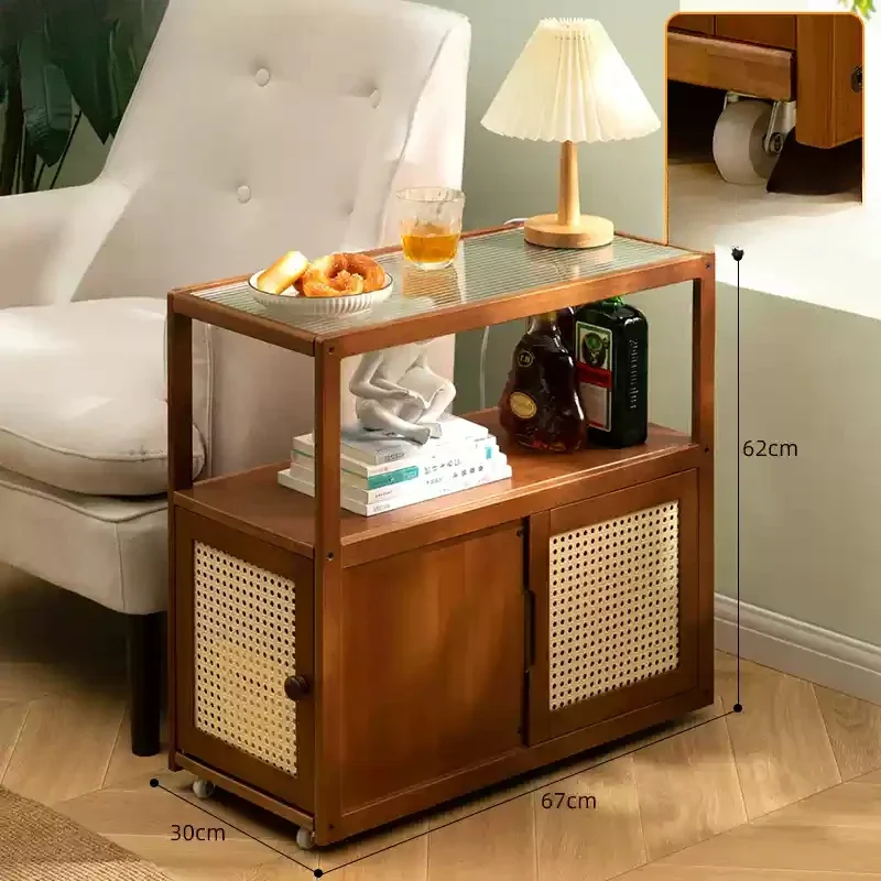 Movable Side Table Mini Coffee Table Sofa Side Cabinet Nightstand Square End Storage Rack Corner Stand Compact Tea Station