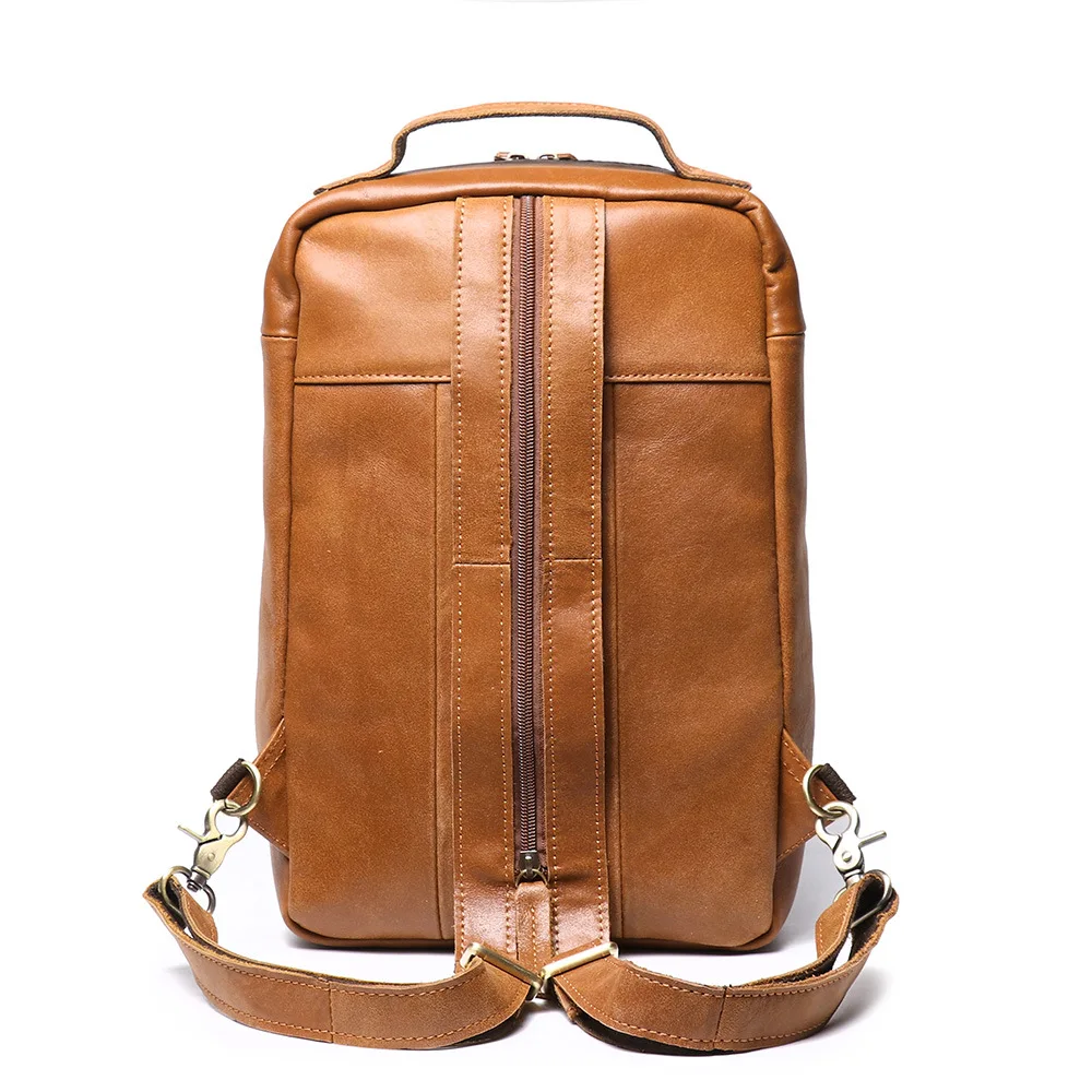 New Men Real Cow Leather 13 inch Laptop Backpack Fashion Travel Backpacks Shoulder Bag Big School Bagpack Boys College Daypack 4