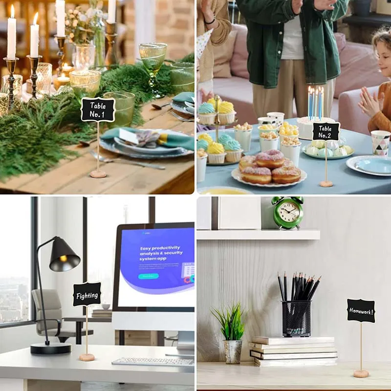 Mini Wooden Chalkboard Wedding Blackboards Message Sign Food Buffet Labels for Wedding Birthday Party Table Place Card 10Pcs place cards,mini chalkboard signs