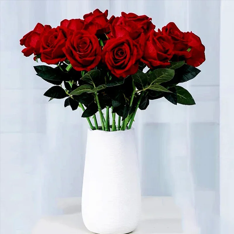 Artificial Flowers 5Pcs Bouquet Fake Rose Flower for Wedding Home Table Decoration Christmas Valentine's Day Gift