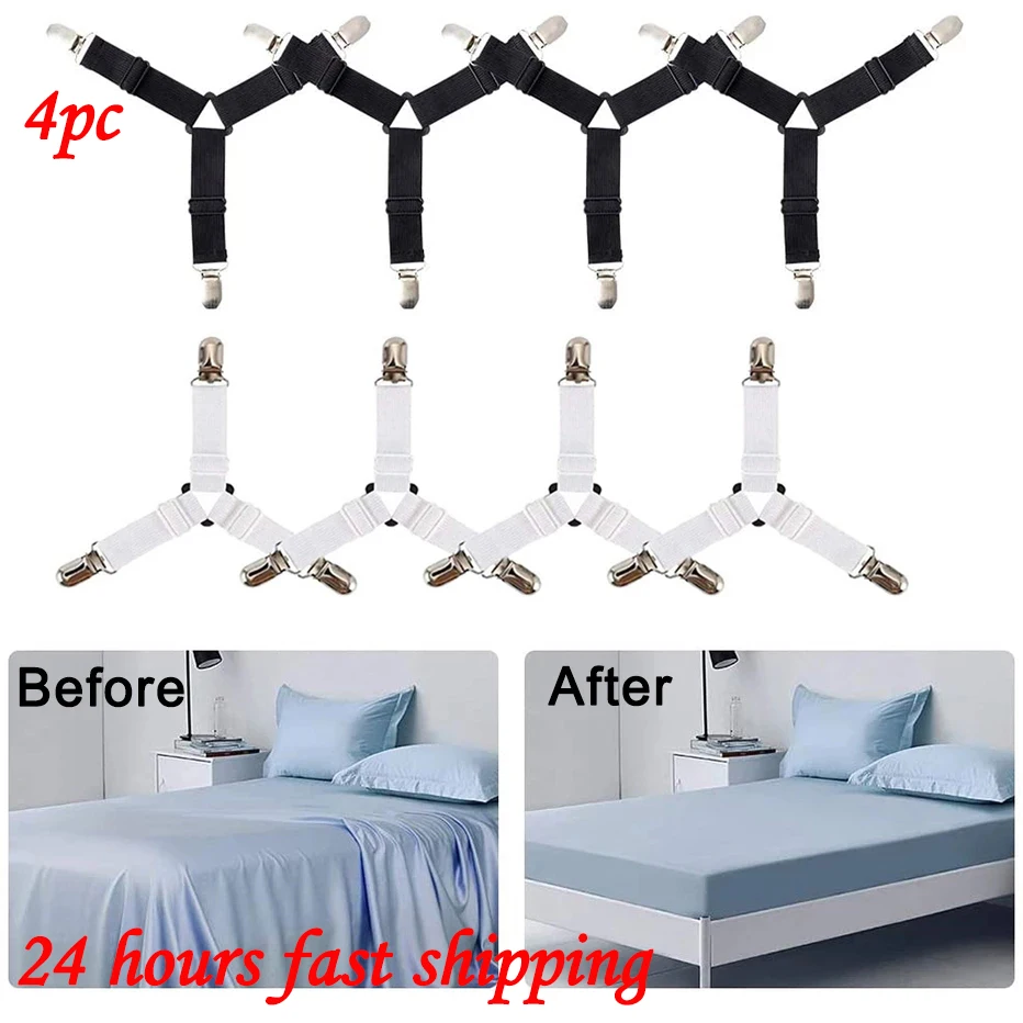 Adjustable Bed Sheet Holder Strap Fastener Triangle Elastic Mattress Sheet  Clips Suspenders Grippers Fasteners Band For Bed - AliExpress