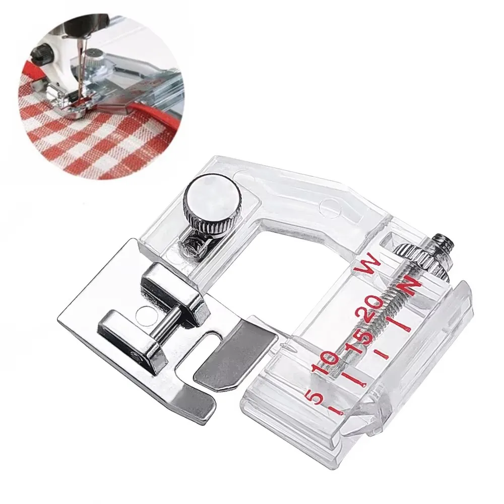 Adjustable Bias Tape Binding Foot Snap On Presser Foot For Singer Brother and Most of Low Shank Sewing Machine Accessories