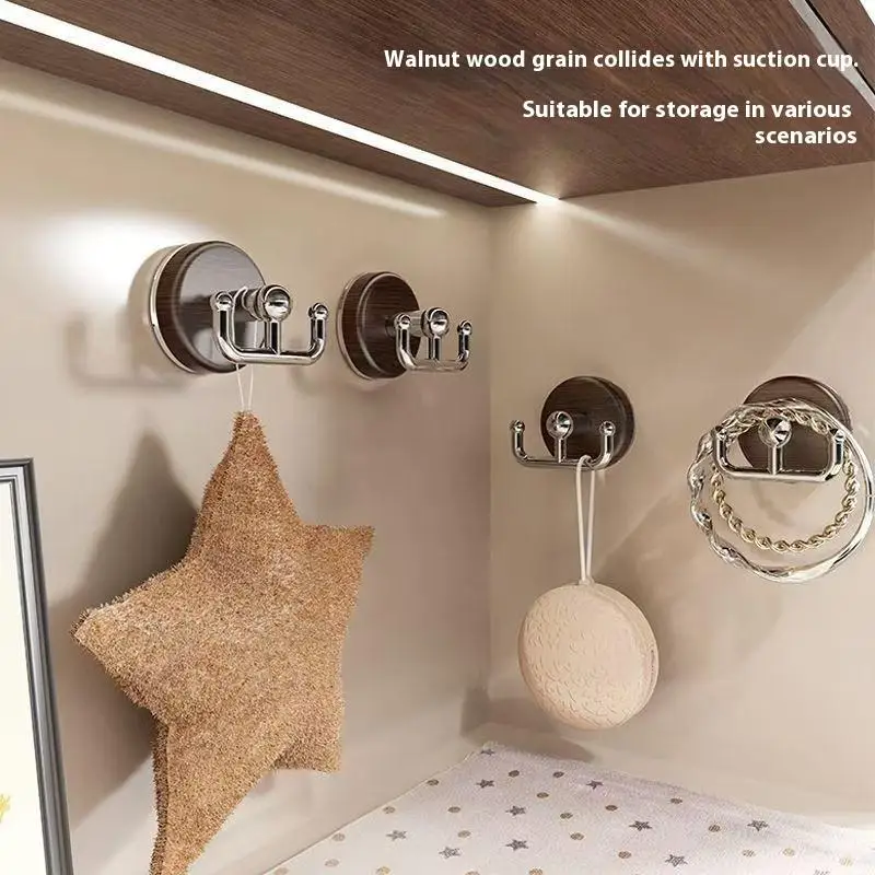 1pc Self-adhesive New Simple Hook Walnut Hanging Hanger Bathroom Wall Hook Bedroom Coat Storage Rack Home Towel Key Decor