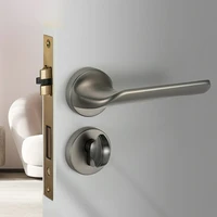 Serrure de porte de chambre moderne et minimaliste, silencieuse, pour intérieur, salle de bain, en bois, ensemble complet 3