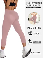 Plus Size Athletic Yoga Leggings for Women Super Soft Capri Pants No See Through Workout Running  Home Casual - Image 2