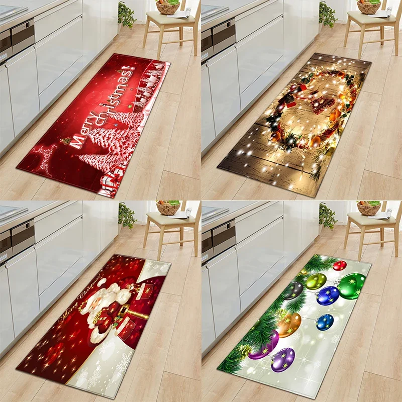 

Customizable Christmas Kitchen Mat Door Bedroom Children's Living Room Floor Carpet Corridor Bathroom Non-slip