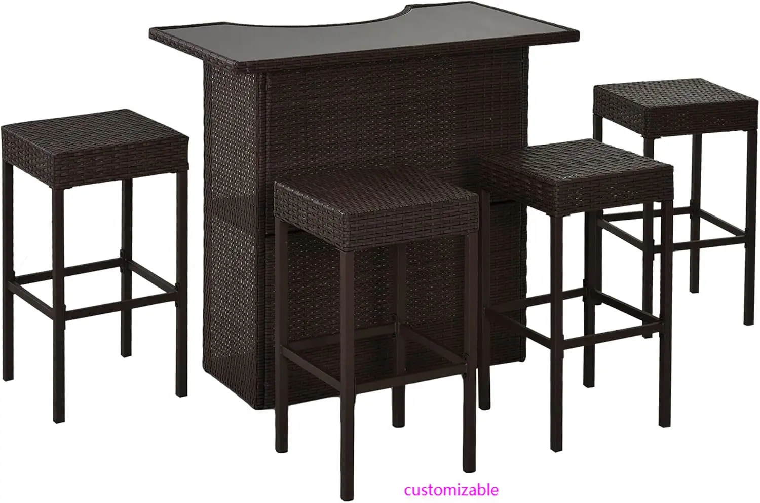 5 Pcs Rattan Outdoor Bar Set 1