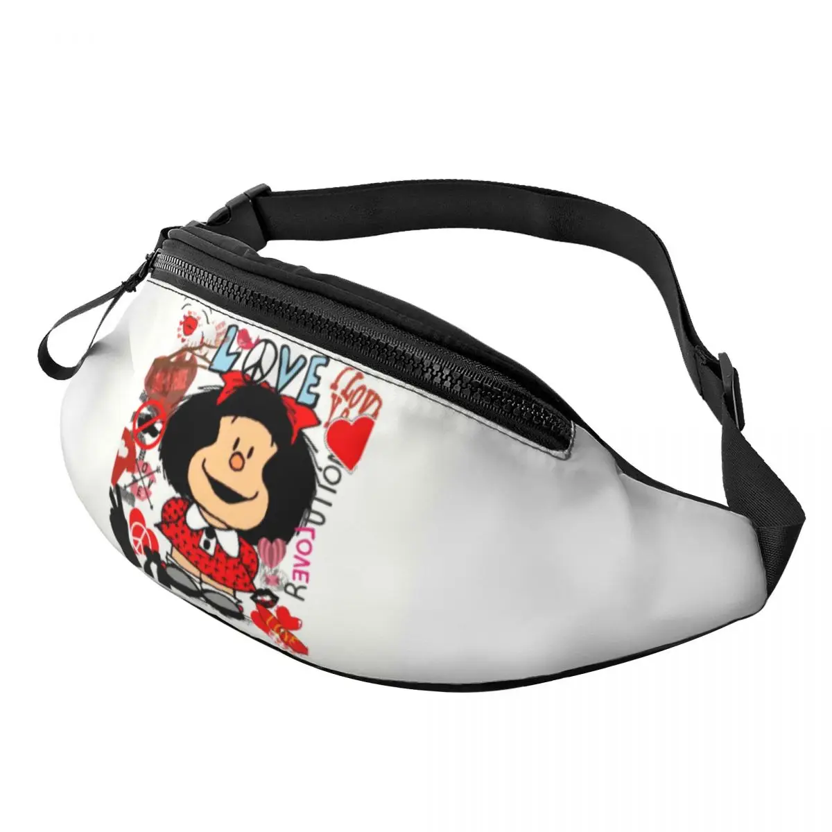 

Забавная Сумка Love And Mafalda с принтом в виде сердец, поясная сумочка кросс-боди Для Путешествий, Походов, телефона, денег