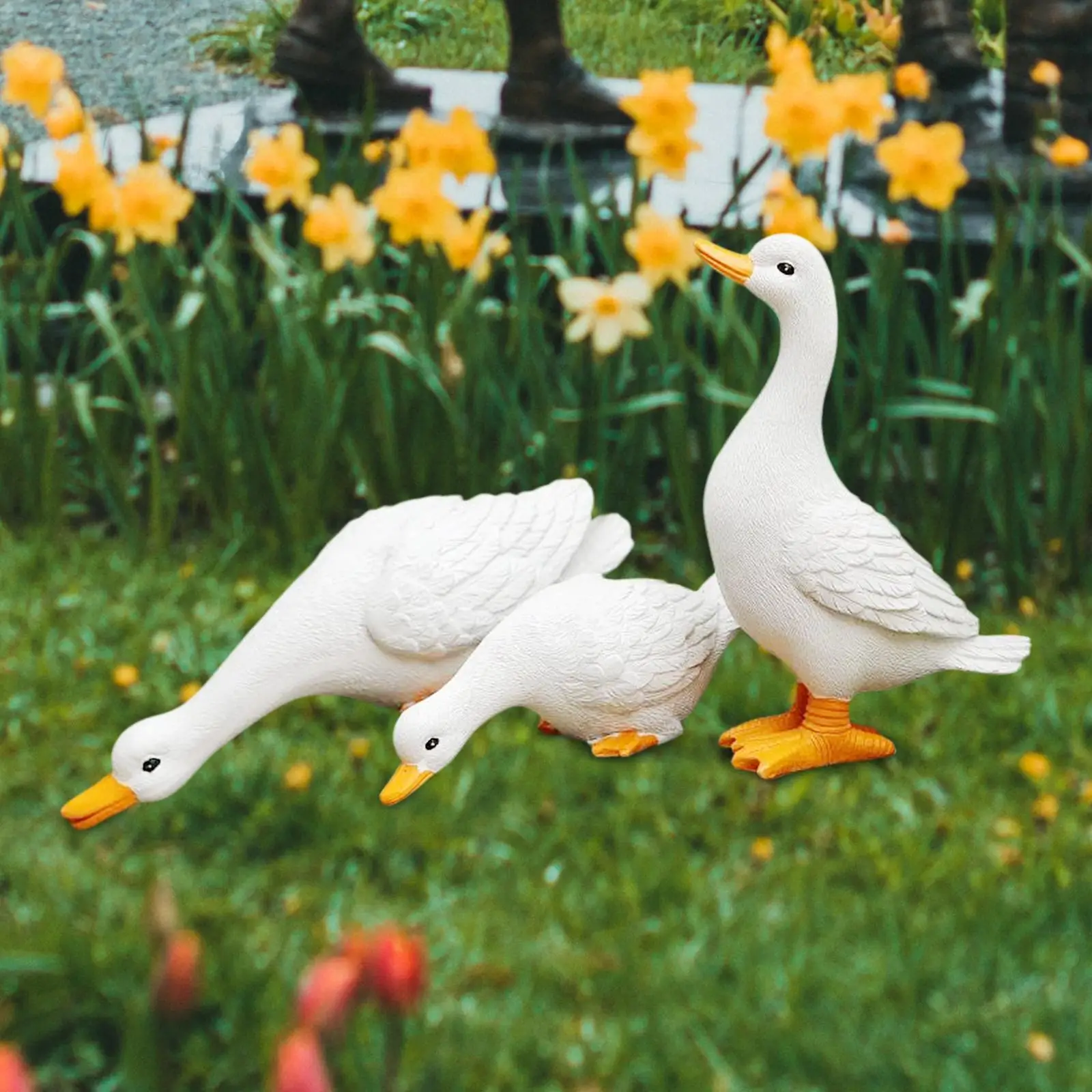 

3 Pieces Resin Duck Figures Art Crafts Animal Model Duck Statue Outdoor Statue