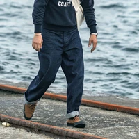 Bronson 1917 Navy Denim Deck Pants Vintage Dungaree Men Selvedge Jeans Loose Fit 2