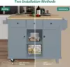 Kitchen Island on Wheels with Drop Leaf, Wood Kitchen Island Cart with Internal Storage Racks, Rolling Kitchen Island 5