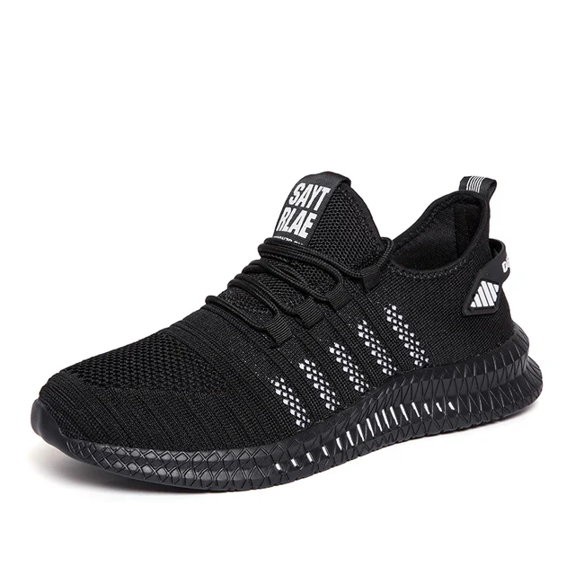 Abhoth Running Shoes Non-Slip Breathable Mesh Lightweight Comfortable Air Sports Shoe Men Walking Leisure Zapatillas Sneakers 48 Black White