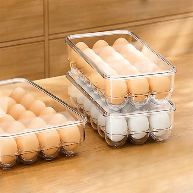 Átlátszó Tojástároló Doboz Tojástálca Tartályok Konyhai Hűtőszekrény Szervező Tojás Adagoló Friss Megőrzés 18/24 Rácsok - Image 4