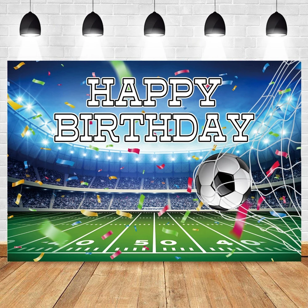 Photo Backdrop Football Birthday Backdrop Soccer Field Stadium Grassland Baby Boy Portrait Photo Background Cake Table Banner Photography Props