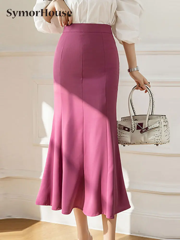 

Spring Summer Autumn New High Waist Midi Skirts Women Office Lady Elegant Mermaid Skirts Simple Casual Long Skirt Faldas Mujer