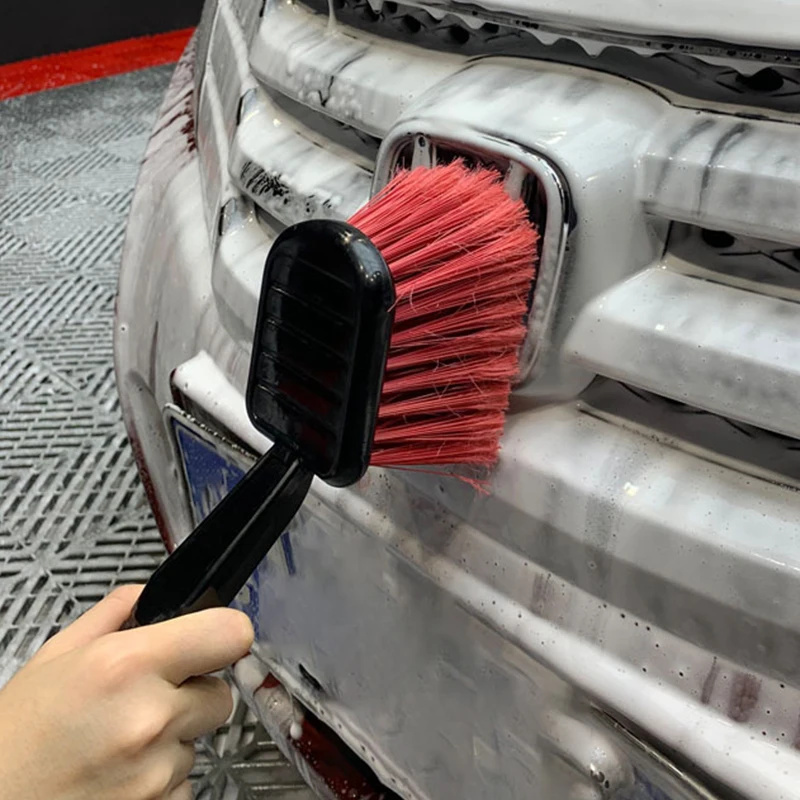 

Car Wheel Brush Tire Cleaner With Red Bristle + Black Handle Scrub Brush Washing Tools For Auto Detailing Cleaning