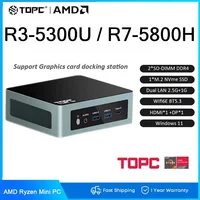TOPC MINI PC AMD R3-5300U / R7-5800H MINI PC Windows 11 Pro Wifi6 BT5.2 DDR4 3200mhz M.2 NVMe SSD Desktop Gaming Computer 1