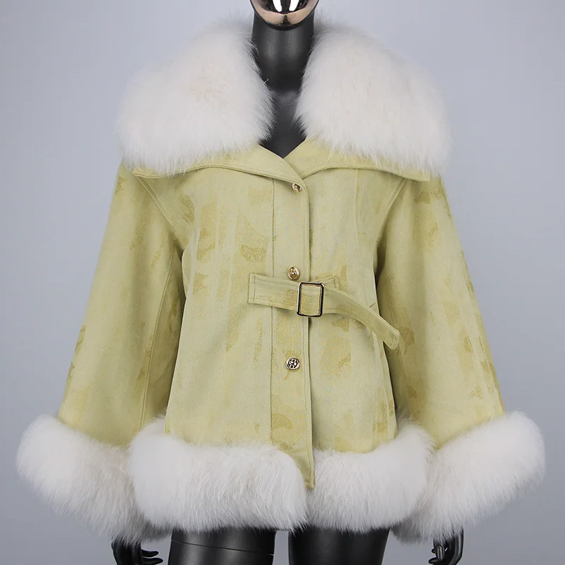 

Женский пуховик с воротником из лисьего меха, свободный белый пуховик с воротником из натурального меха лисы, зима