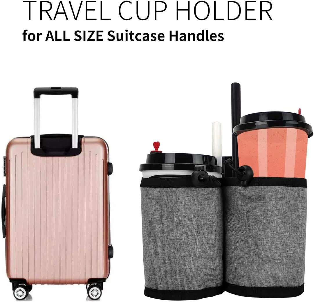 Luggage Travel Cup Holder Durable Free Hand Travel Luggage Drink Bag Travel Cup  Holder Storage Bag Fits All Suitcase Handles - AliExpress