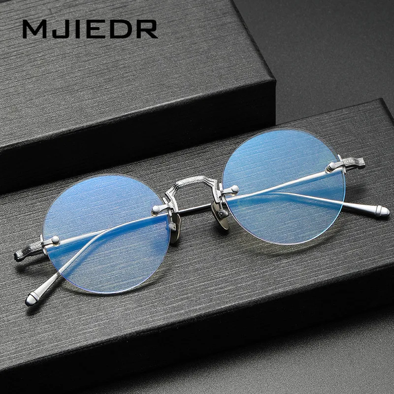 

Top Quality Handmade Titanium Rimless Glasses Frames Men Women Luxury Brand Retro Round Prescription Eyeglass Frame Eyewear