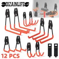 10 PCS Heavy Duty Metal Hook Wall Mount Hook Stand Bicycle Garage Organizer Anti-slip Storage Hook for Ladders Garden Tool 1