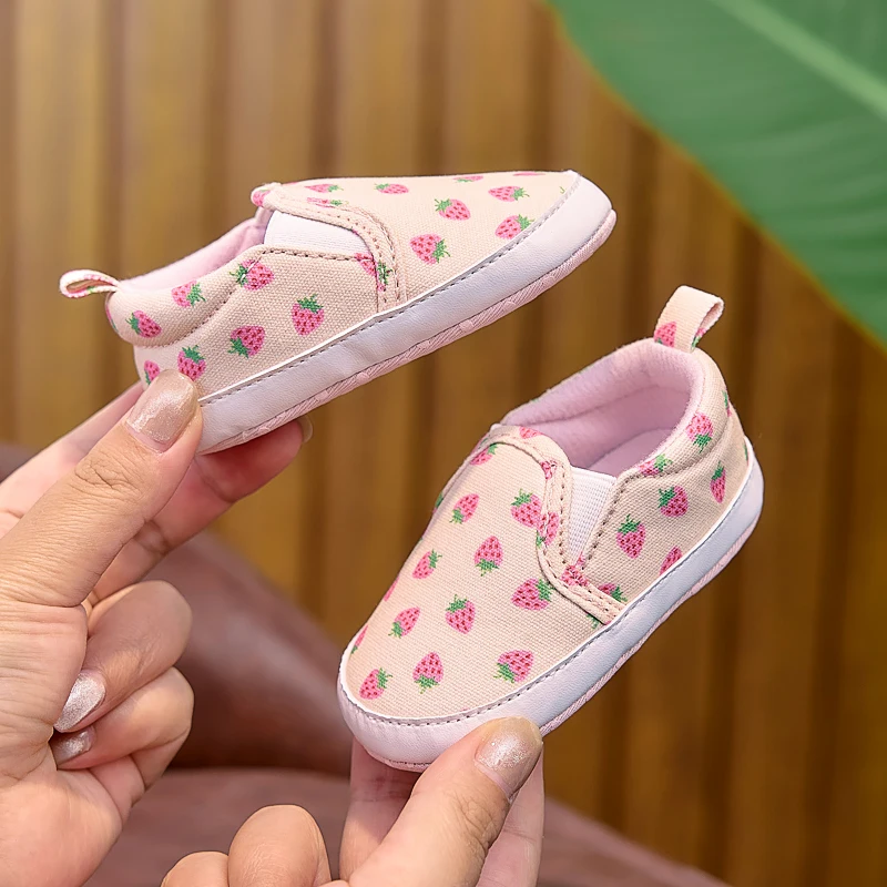 Baby Boy and Girl Toddler Shoes for Spring, Summer, and Autumn. Newborn Flat Shoes for 0-1 Year Olds, Soft-Soled Slip-Ons with Cute Fruit Patterns, Suitable for Both Indoor and Outdoor Use - 2