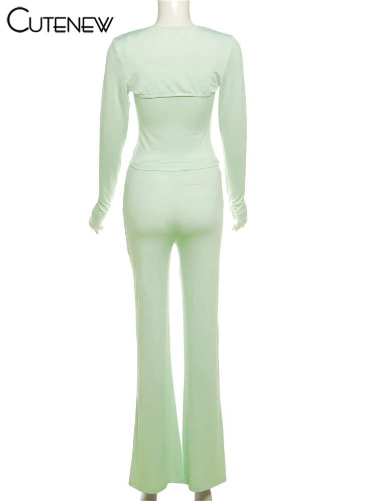 Casual Women 3 Piece Set Basic Wild Solid Tanks+Long Sleeve Super-Short Tops+High Waist Pants Mujer Classic Tracksuits