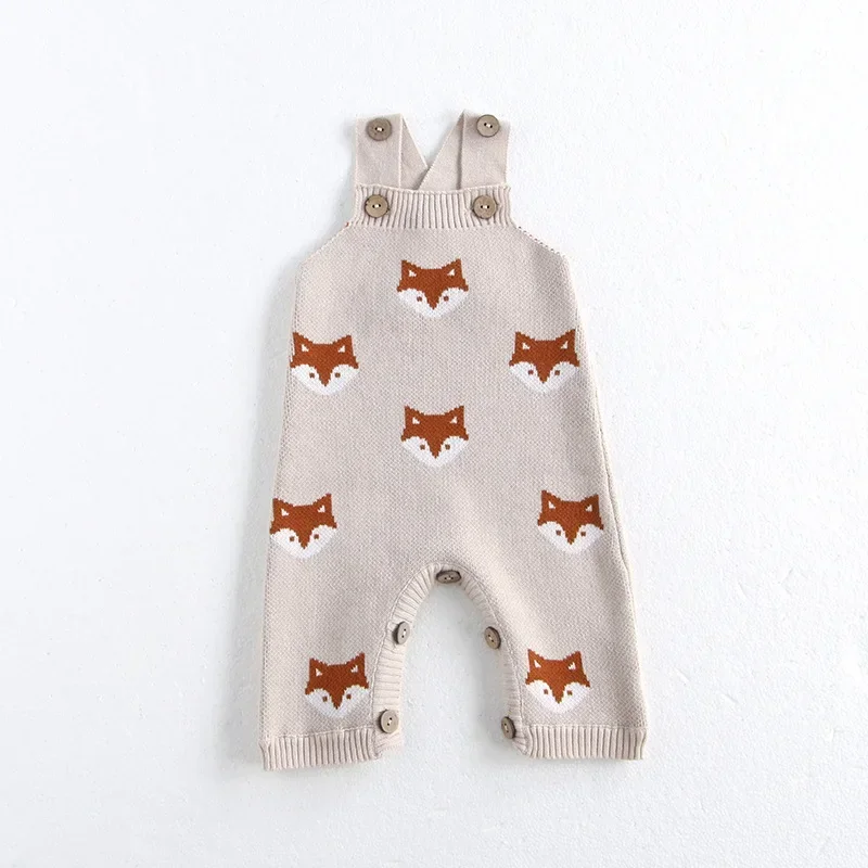 Autumn Baby Knitted Overalls Romper for Infant Boys and Girls